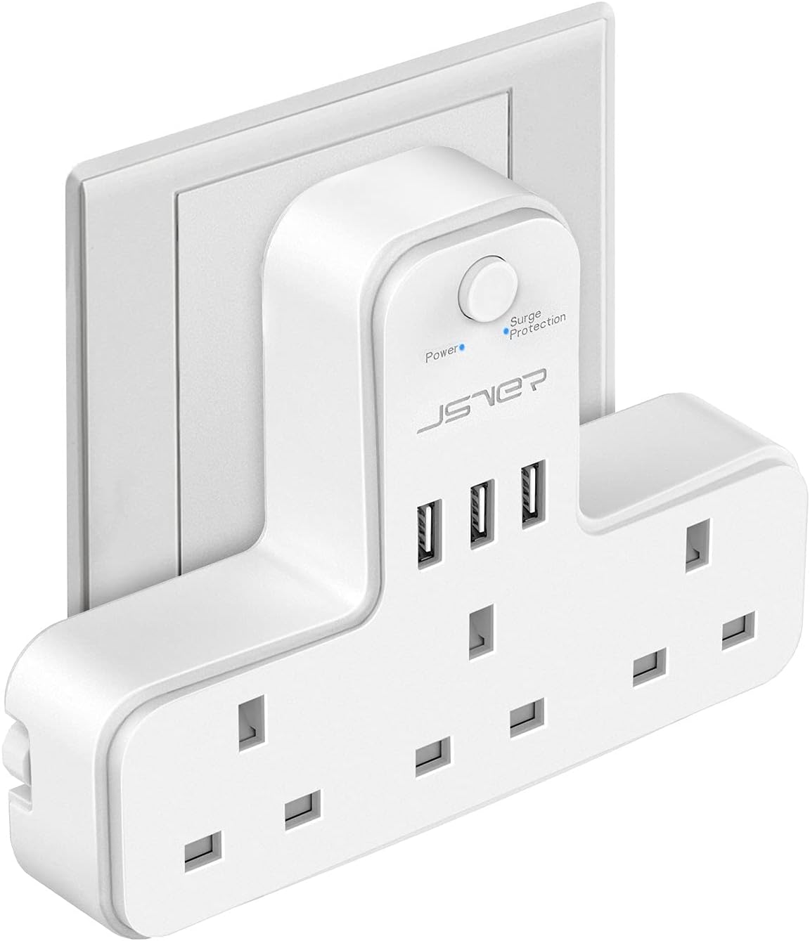 JSVER Plug Adapter with USB Charging Ports