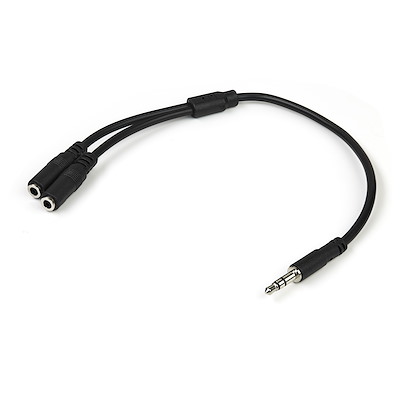 StarTech Slim Stereo Splitter Cable – 3.5mm Male to 2x 3.5mm Female